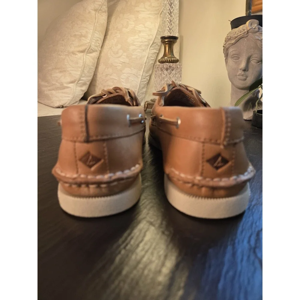 Sperry Men's Top Sider AO 2-Eye Moc Toe Leather Boat/Deck Shoes Cream 7.5 W NEW!